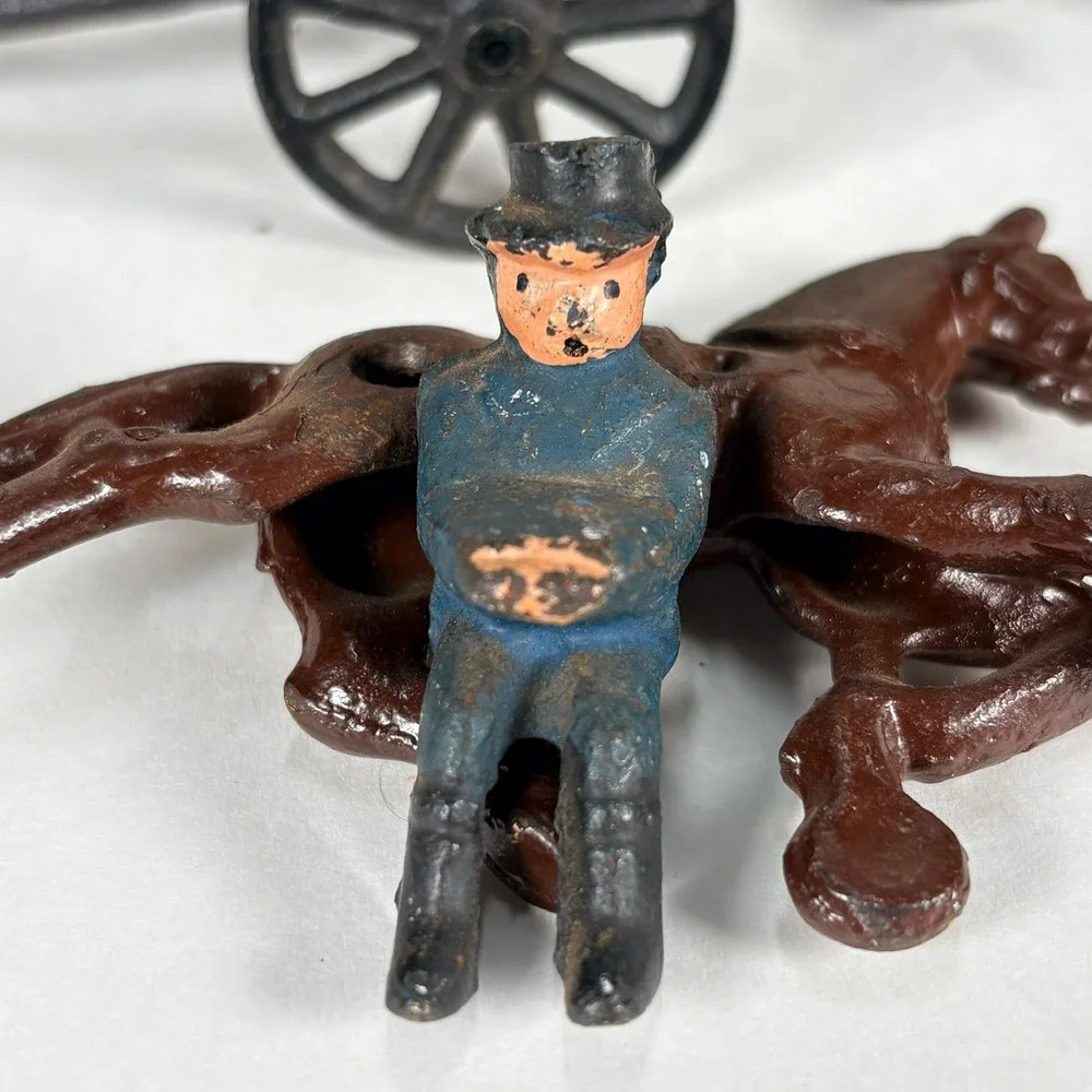 Vintage Cast Iron Horse Drawn Carriage Cab Toy Reproduction 3pc Set